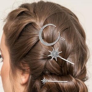 Stellar hairpin set; available in silver; 3 pieces